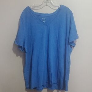 Sonoma Life + Style Blue V-Neck Cotton T-Shirt Size 1X